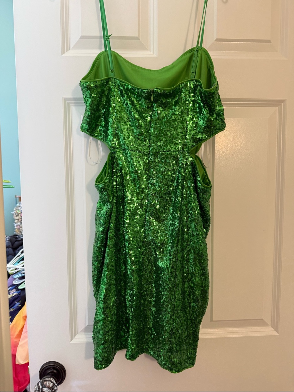 Lulus Shining and Glam Green Sequin Cutout Bodycon Mini Dress - Picture 3 of 4